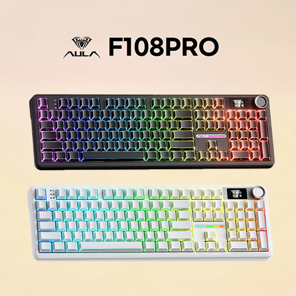 Aula 독거미 F108 pro 유무선 기계식 키보드 풀배열 핫스왑 블루투스 8000mAh 2.4G RGB 세이야축 리니어축