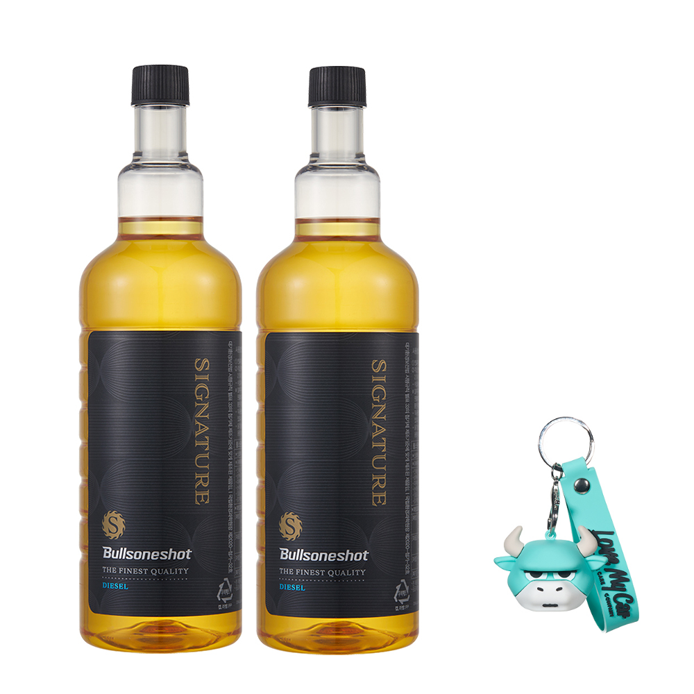 (1+1)불스원샷 시그니처 연료첨가제 500ML 2종택1(휘발유 경유) +불키 물티슈키링