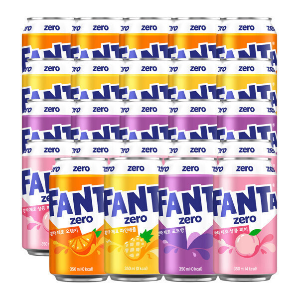 환타 제로 오렌지+파인+포도+피치 350ml 4종 6입 (총 24캔)
