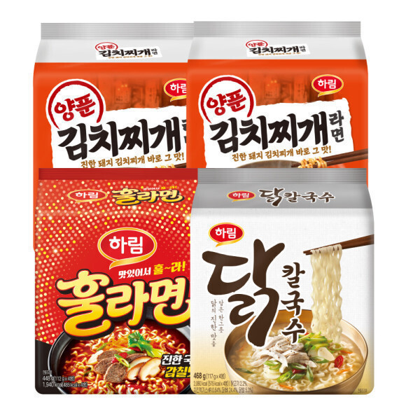 하림 양푼김치찌개 8입+훌라면 4입+닭칼국수 4입  세트구성