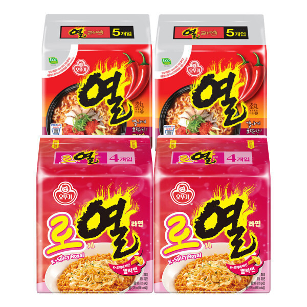 오뚜기 로제열라면 2팩+열라면 2팩 (총18개입)