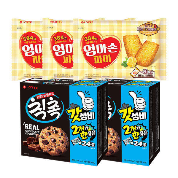 엄마손파이 254g X3개 + 롯데제과 칙촉 2번들(336g) X2개