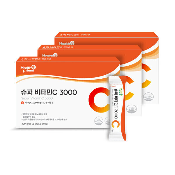 슈퍼 비타민C 3000 3박스(300포) 10개월분 건강기능식품 고함량 비타민씨 100% 분말 파우더