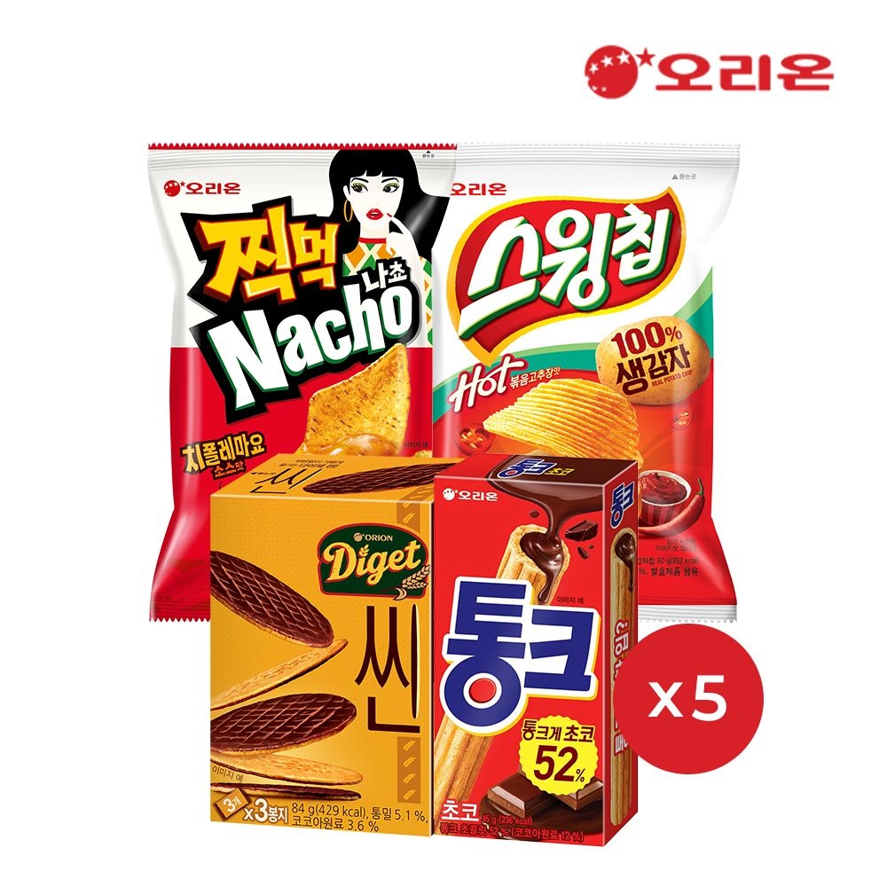 [오리온][8/19순차발송] 오리온 단짠밸런스팩 (나쵸 치폴레마요 5개+스윙칩 볶음고추장 5개 + 통크초코 5개 + 다이제씬 5개) : 롯데ON