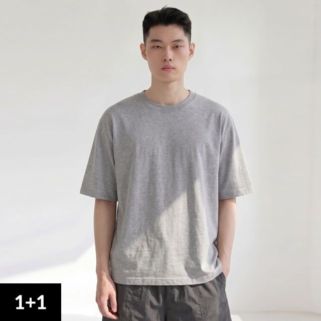 [해리슨 옴므][해리슨] 1+1 16수 세미오버핏 무지 반팔티 WBTM504 WSP1493 : 롯데ON