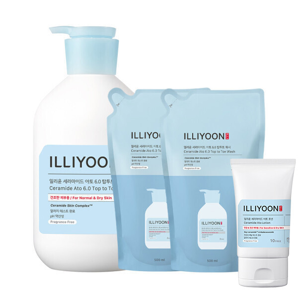 일리윤 세라마이드아토6.0탑투토워시 1000ml+리필 500ml 2개 +아토 로션 50ml 1개 증정
