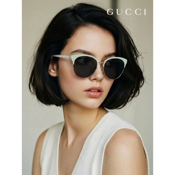 명품 선글라스 GG0246SA 003_IEBK 라운드 메탈 아시안핏 자외선차단 여자