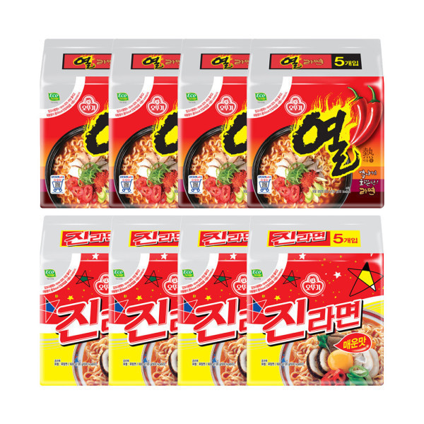 오뚜기 진라면 매운맛 120g 20개 + 열라면 120g 20개
