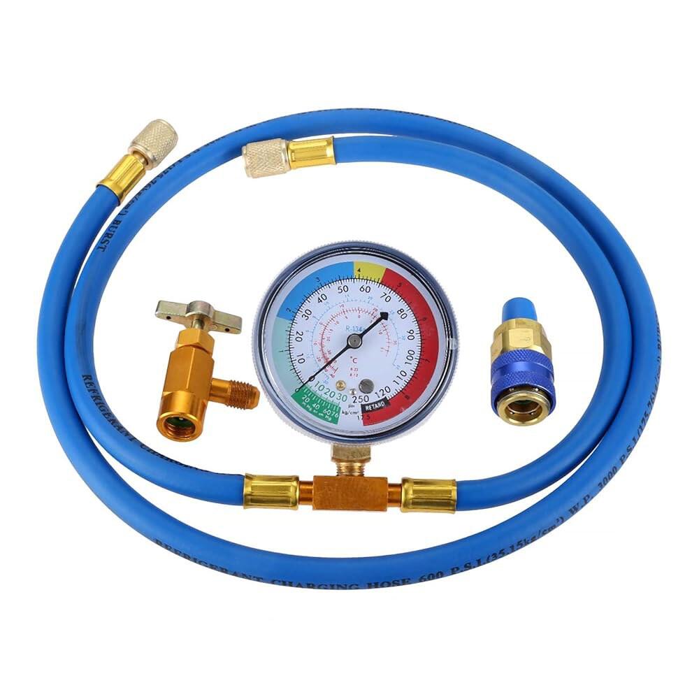 게이지가 있는 R134A 충전 호스 키트 51인치 AC 냉매 측정 자가 밀봉 R-134A 디스펜서를 R-12 /R-22 포트에 탭할 수 있으며 로우사이드 퀵 커플 포함 MMW
