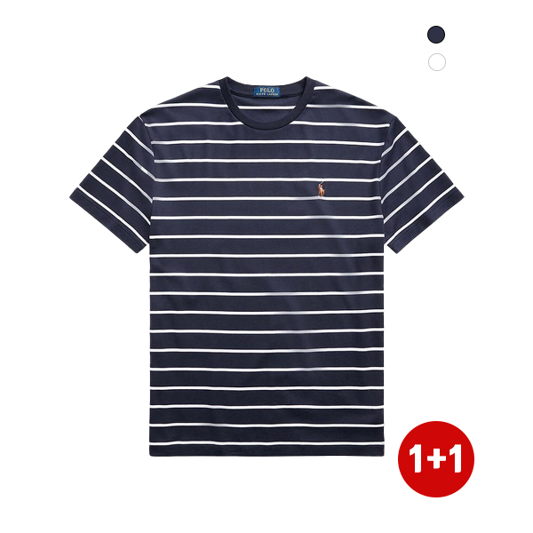 [폴로랄프로렌] POLO (1+1)남녀공용 스트라이프 라운드 반팔 티셔츠 (2COLOR)