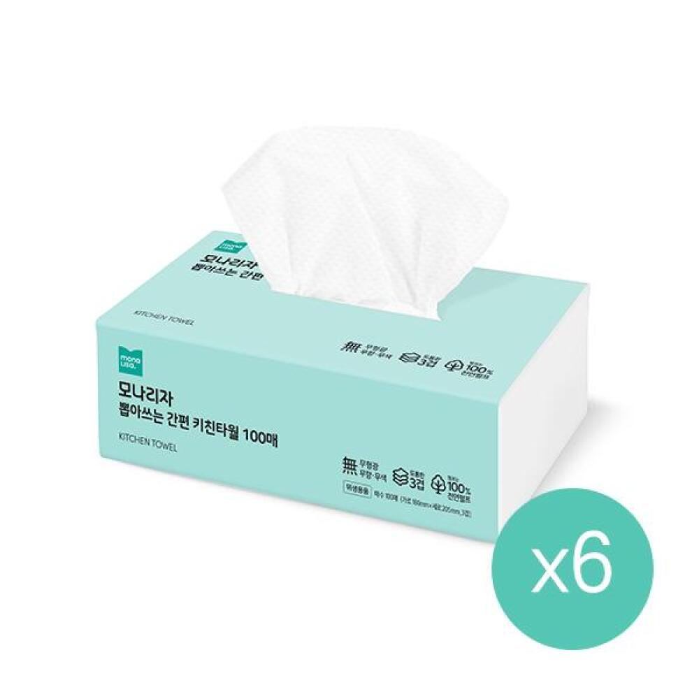 모나리자 뽑아쓰는 간편 키친타월 100매[6개]