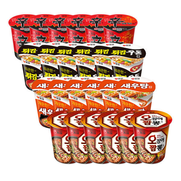 신라면+튀김우동+새우탕+오짬뽕 6입4개(총24개)