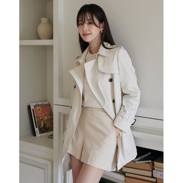 여성 아이보리 하프 트렌치코트 HSCO4BC22IV