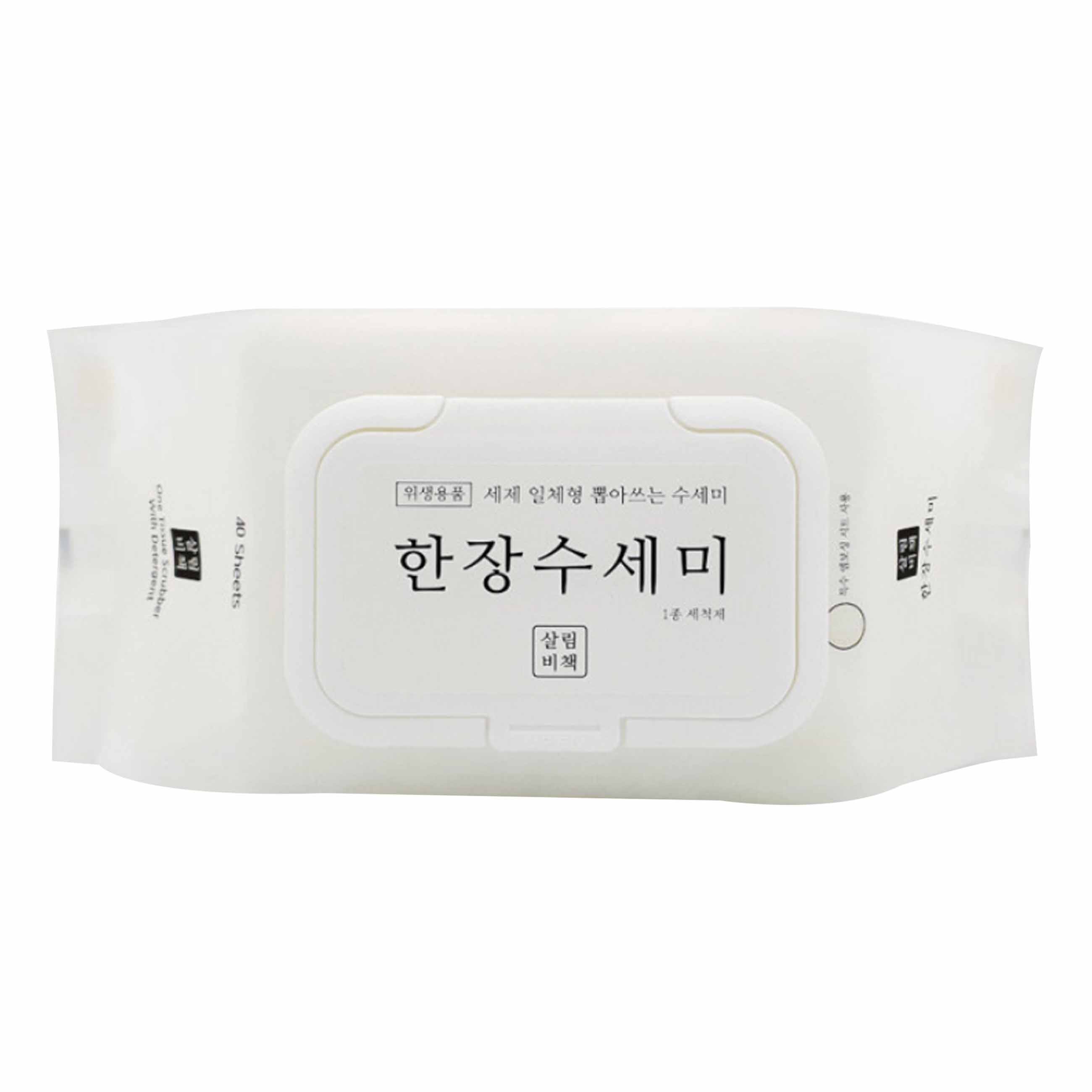 살림비책 일회용 뽑아쓰는 세제일체형 한장수세미