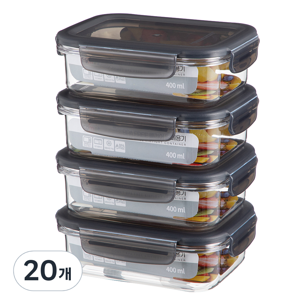 코멧 국내생산 BPA FREE 클리어 직사각 밀폐용기