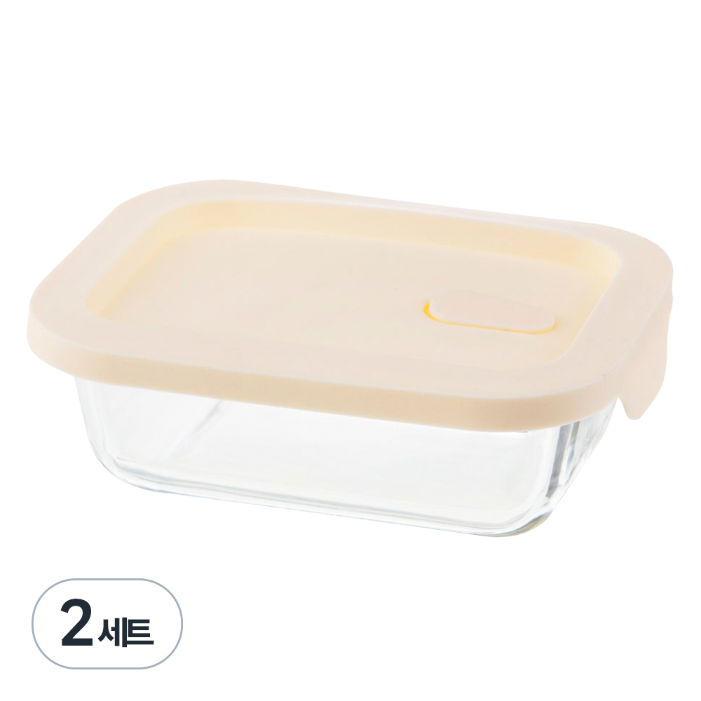 코멧 홈 실리콘 뚜껑에 스팀홀이 있는 사각 내열유리 밀폐용기