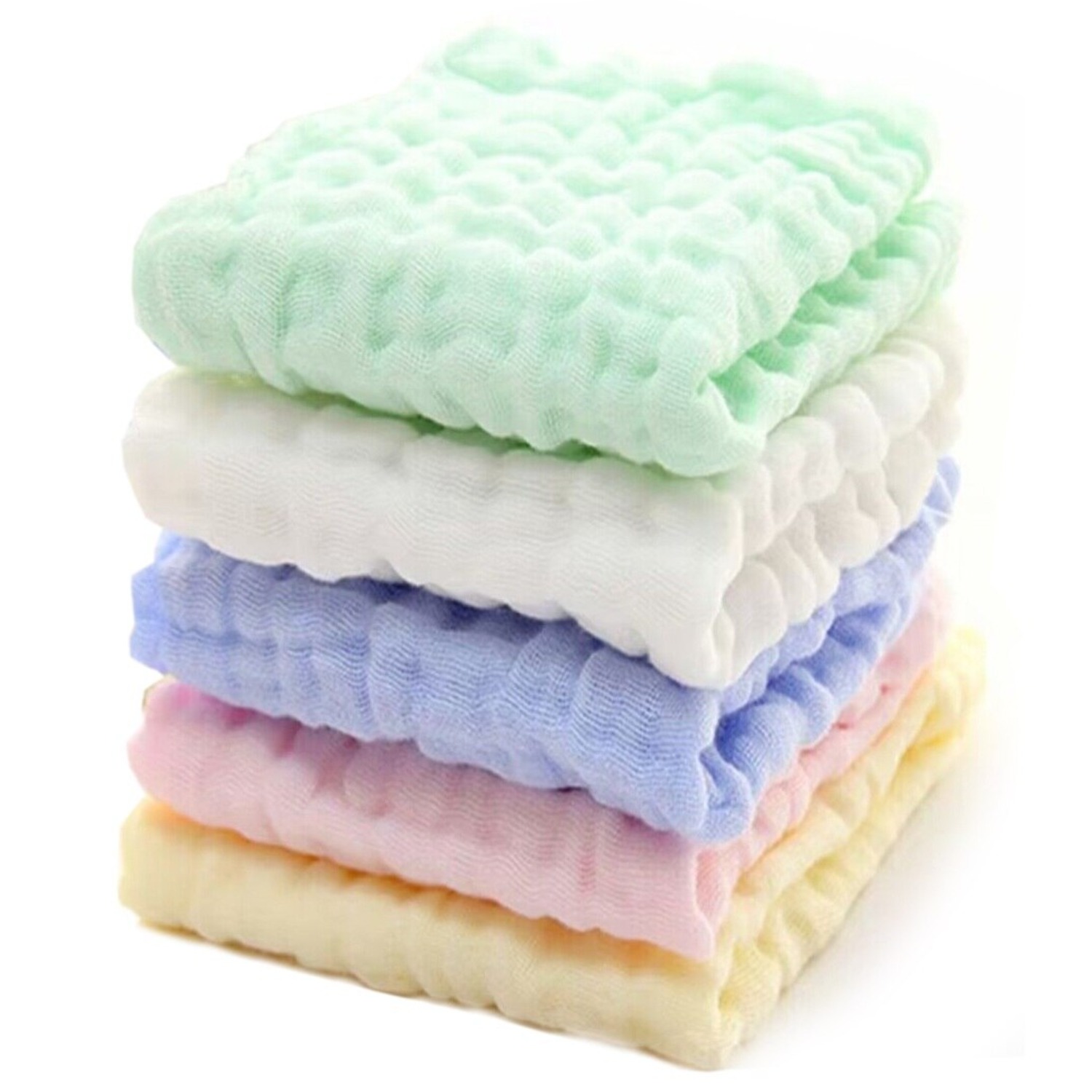알엠티 6중6겹 거즈 순면 가제 손수건 부드러운 민감한 피부를 위한 얼굴 수건 5pcs 25X25