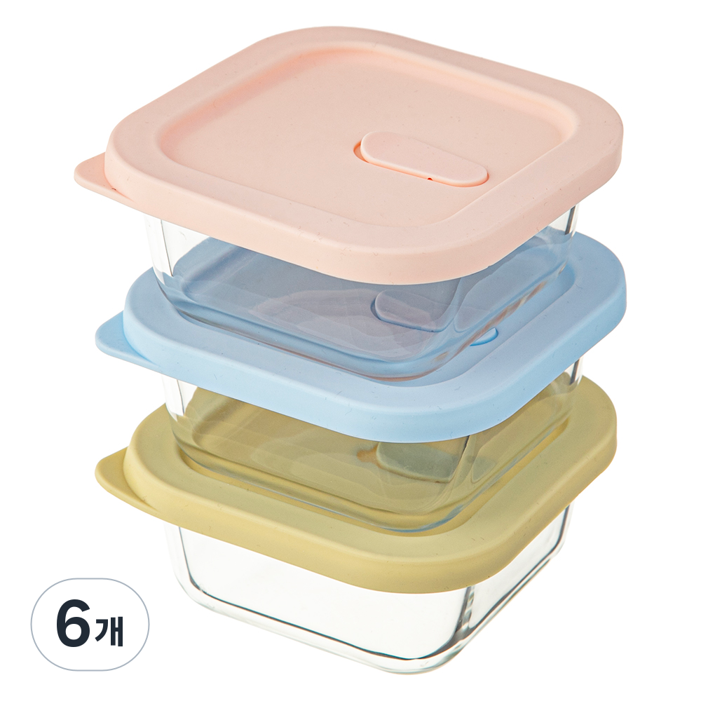 코멧 홈 하루세끼 내열유리 전자레인지 사각 햇밥용기 310ml