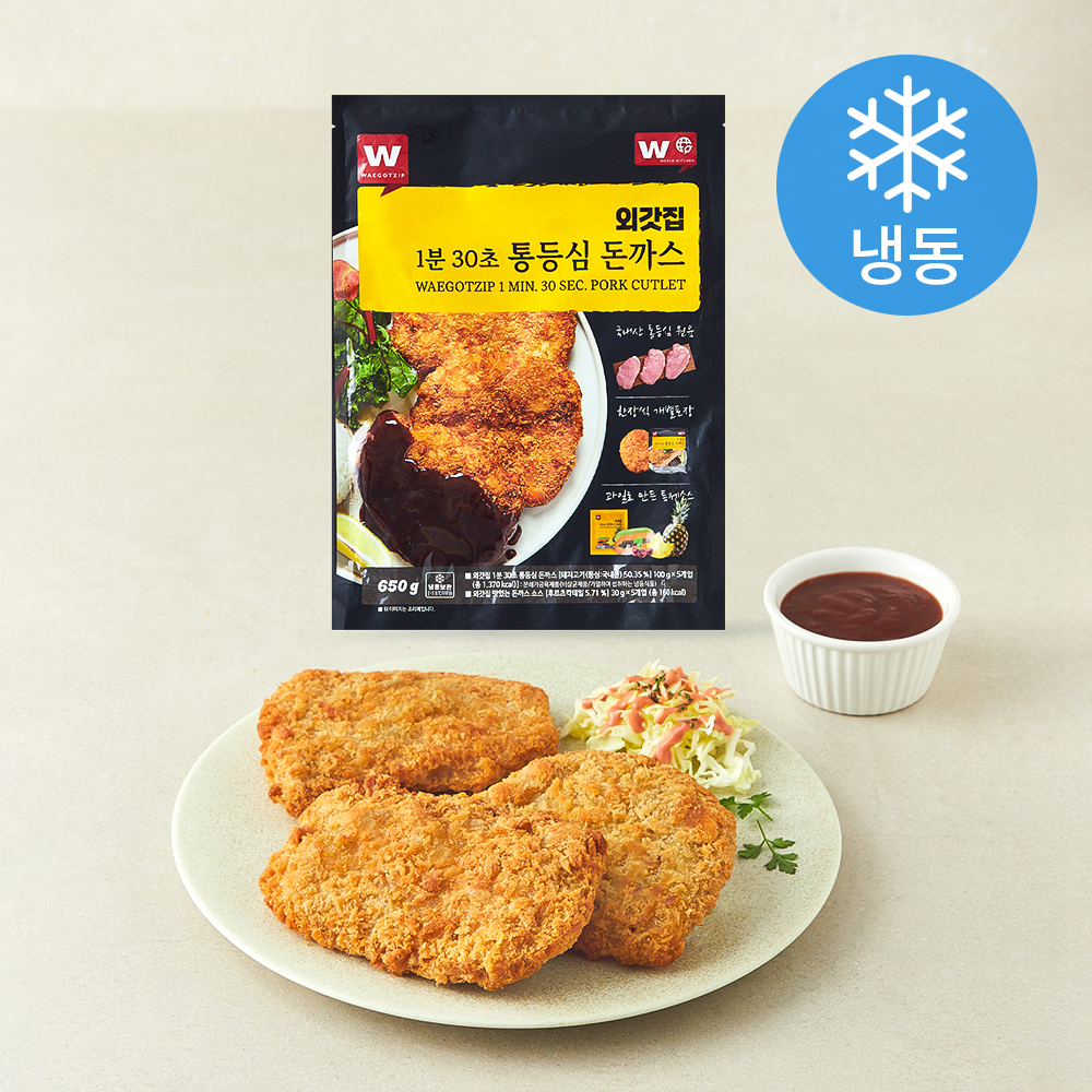 외갓집 1분 30초 통등심돈까스 100g x 5p + 소스 30g x 5p 세트 (냉동)