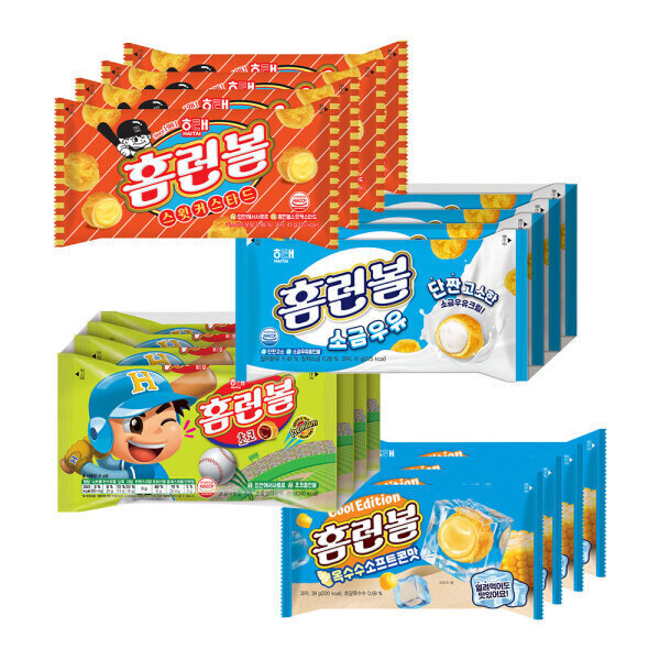 (홈런볼 베스트) 홈런볼 오리지널4번들+소금우유4번들+스윗 커스타드4번들+옥수수 소프트콘맛4번들