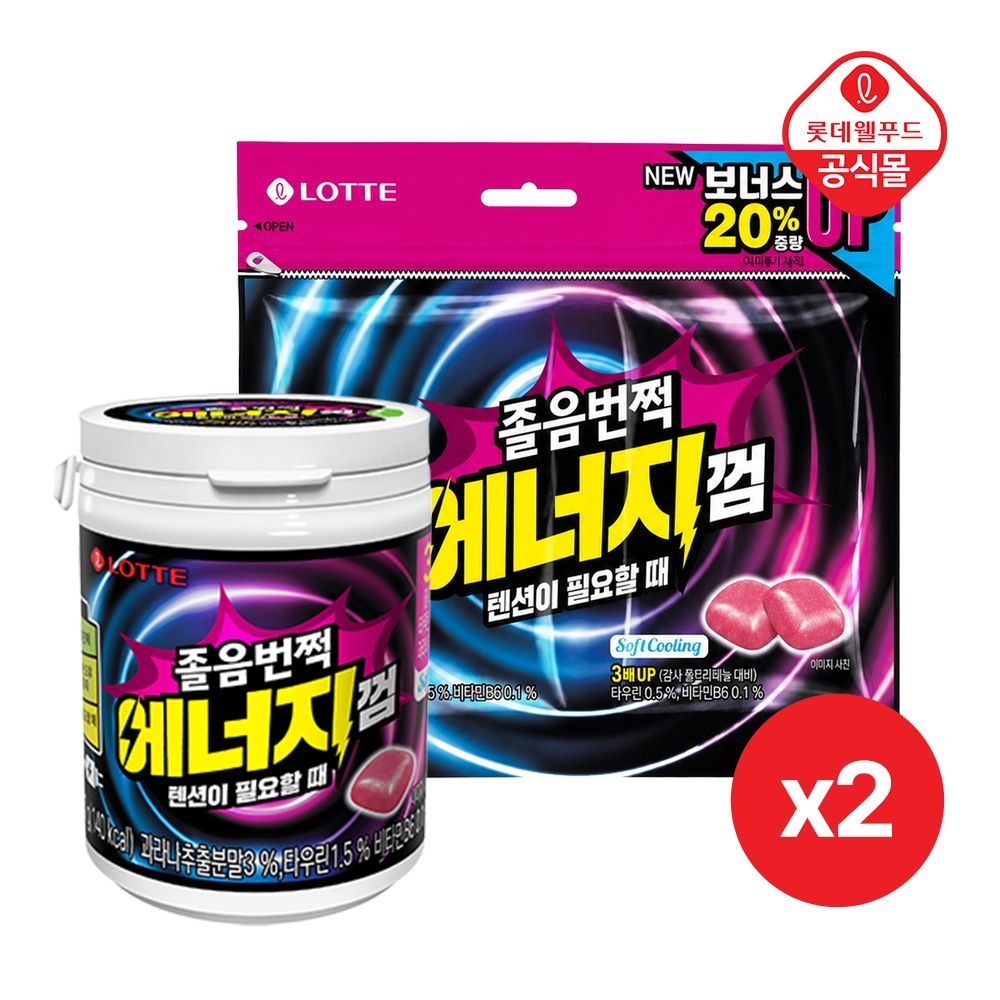 [롯데웰푸드]졸음번쩍껌 에너지 87g x 2개+졸음번쩍껌 에너지 트윈리필 105g x 2개 : 롯데ON