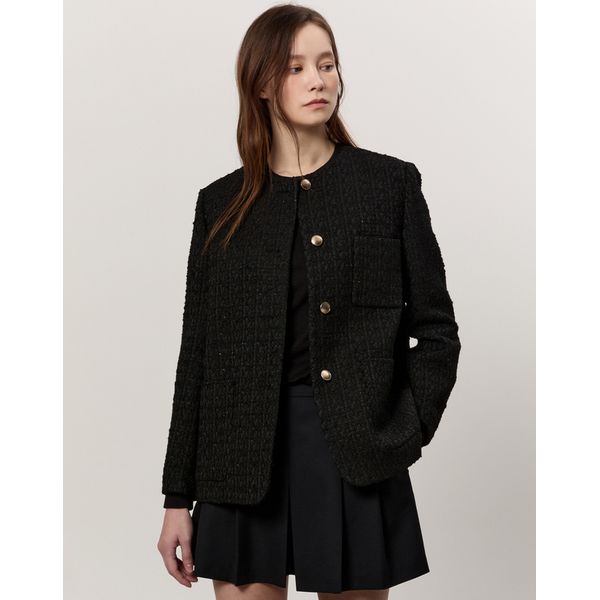 25SS [스테디 셀러] 블랙 글리터장식 울혼방 트위드자켓 WVJA5B205BK