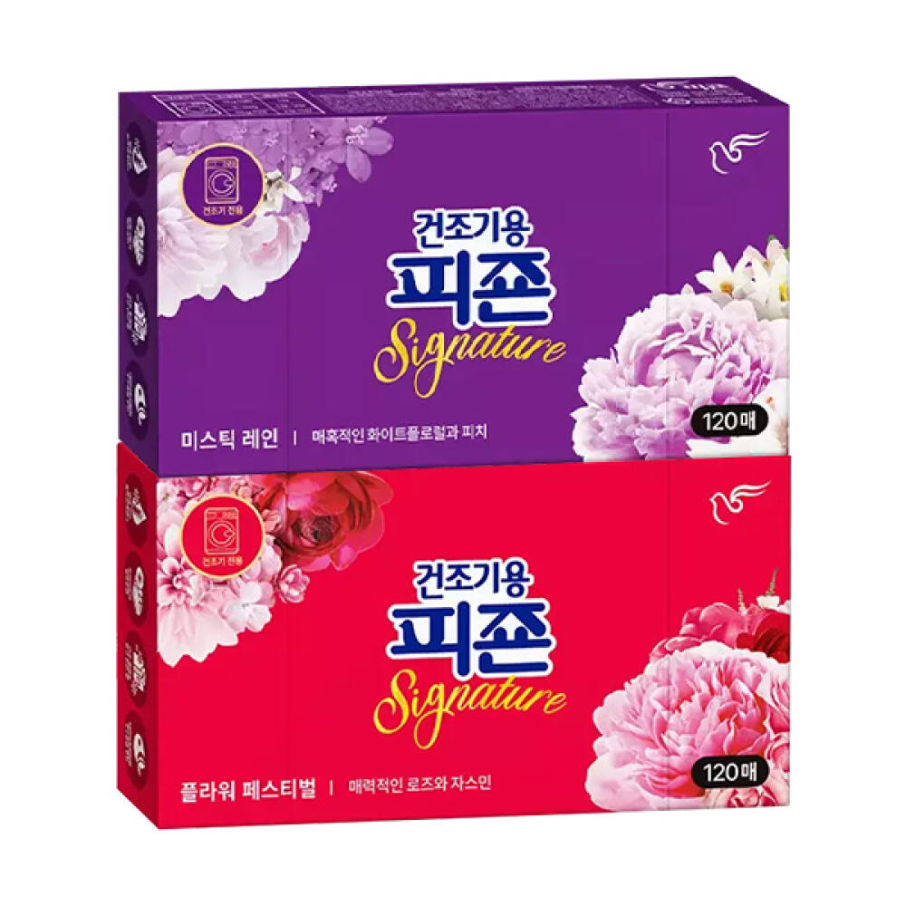 피죤 건조기용 드라이시트 미스틱레인 120매, 1개 + 플라워페스티벌 120매, 1개