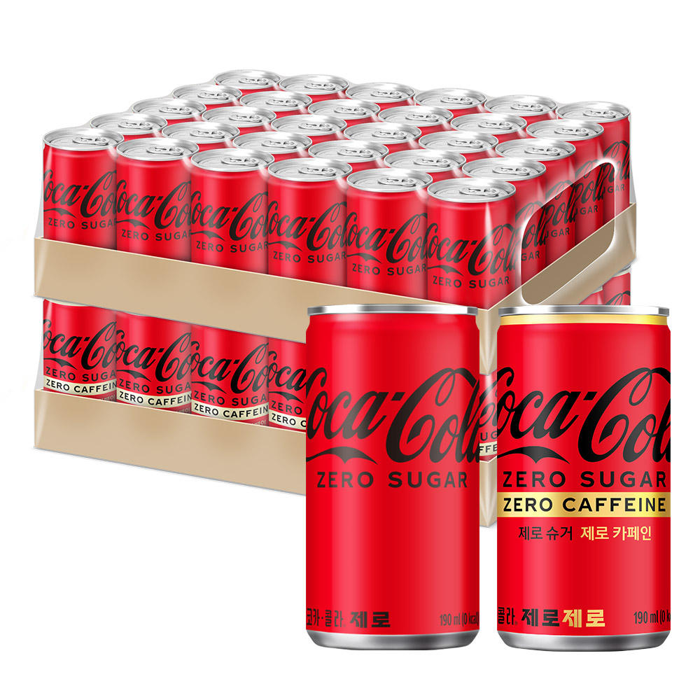 코카콜라 제로, 190ml, 30개 + 코카콜라 제로제로, 190ml, 30개