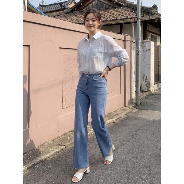 [지센] (기본/롱)(2컬러) 핏센 쿨 리오셀 와이드 데님 팬츠 LODPQ401
