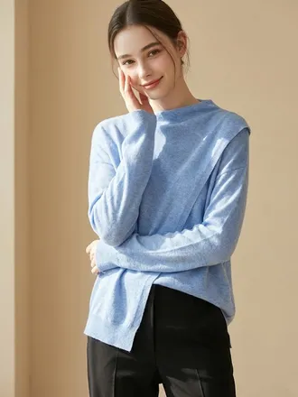 블루 머플러 포인트 울캐시미어혼방 니트 DLSW2A109B1