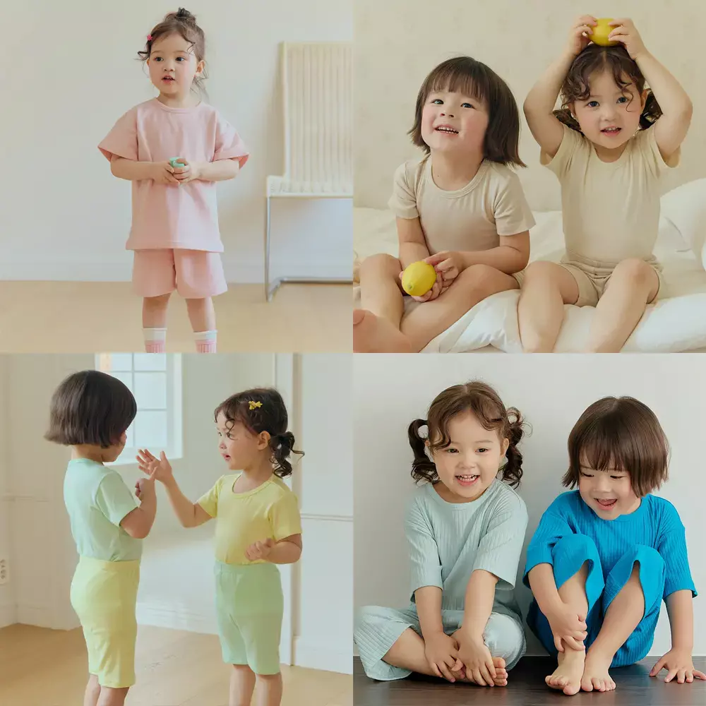 [단하루!][키키스토리]여름시즌오프 모달/루즈핏/배앓이/골지/유아/아동/실내복/코튼/스판/긴팔/수면조끼/내의/내복