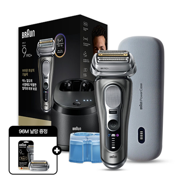  브라운 전기면도기 시리즈9 Pro Plus 울트라씬 9665cc+PC (면도기 본체+세척&충전스테이션+세정액+파워케이스)+날망 증정
