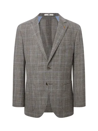 라이트브라운 [LORO PIANA 원단] 울실크린넨 체크 자켓 DMJA4BO83W1