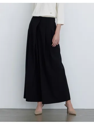 블랙 와이드 턱포인트 팬츠 DLPA4C707BK