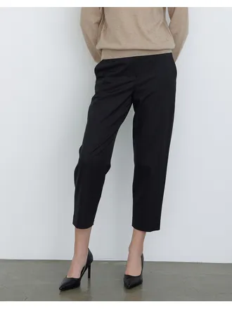 블랙 울 배기핏 팬츠 DLPA4DE91BK