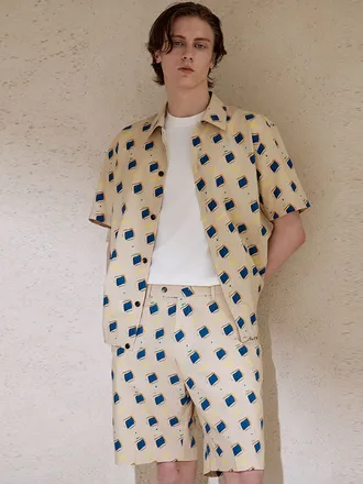 베이지 [DAKS X HERNC] Beach Parasol 프린트 숏팬츠 DMPA4BT68I2