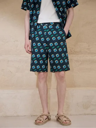 네이비 [DAKS X HERNC] Beach Parasol 프린트 숏팬츠 DMPA4BT68N2