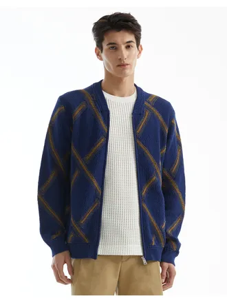 네이비 [ARGYLE COLLECTION] 크로쉐 아가일 짚업 가디건 DMSW4BT30N2
