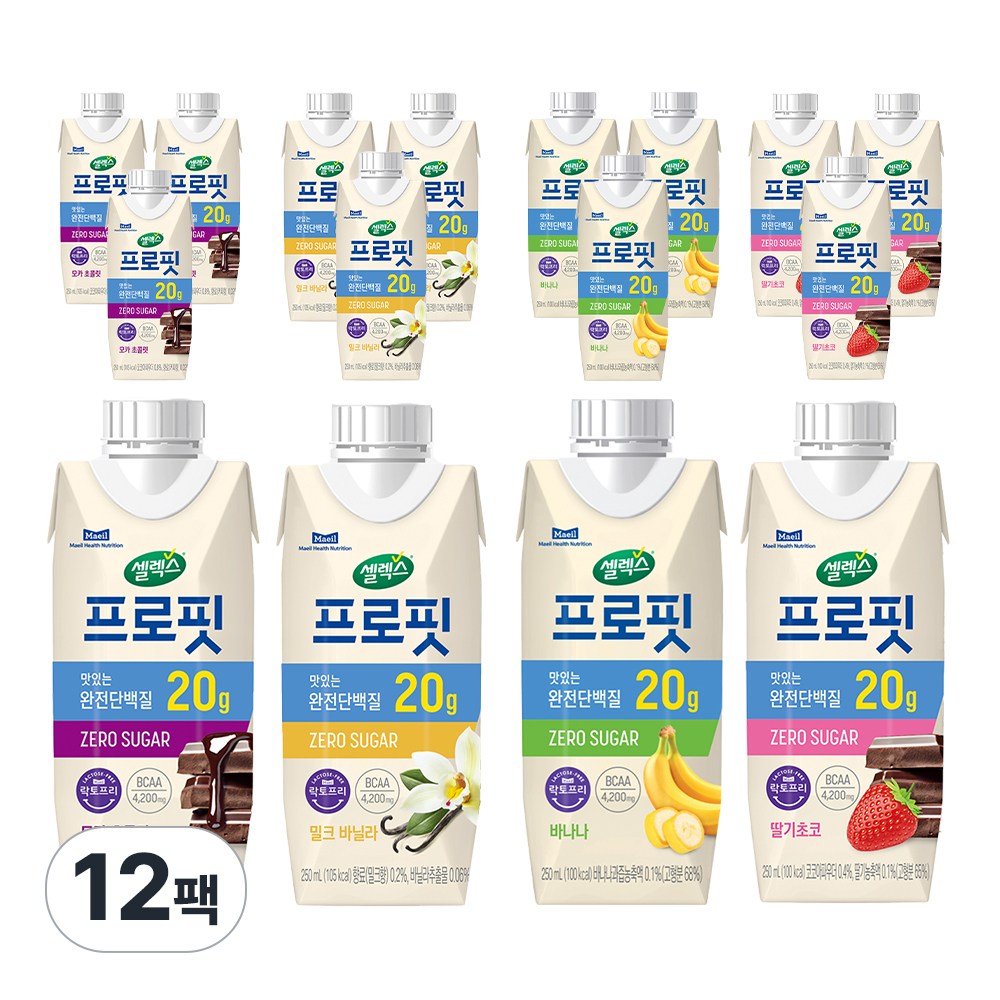 셀렉스 프로핏 (모카초콜릿 3팩+밀크바닐라 3팩+바나나 3팩+딸기초코3팩)
