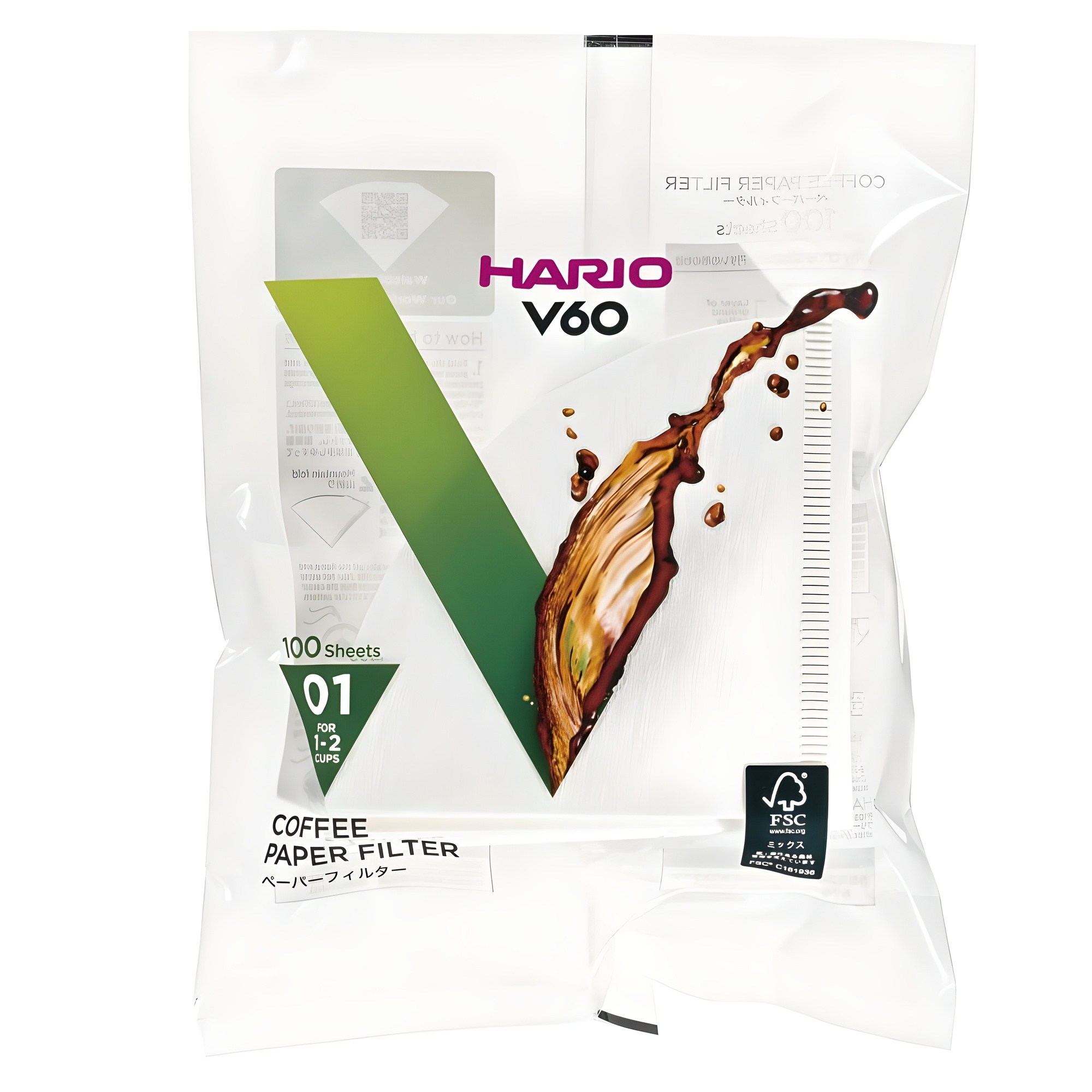 하리오 V60 종이필터 여과지 VCF-01-100W