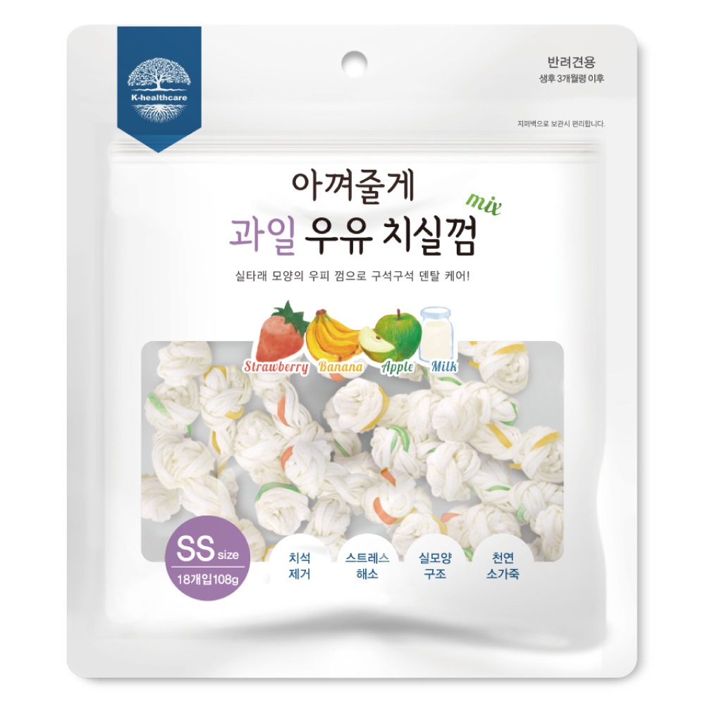 아껴줄게 강아지 과일 우유 치실 덴탈껌 SS 18p