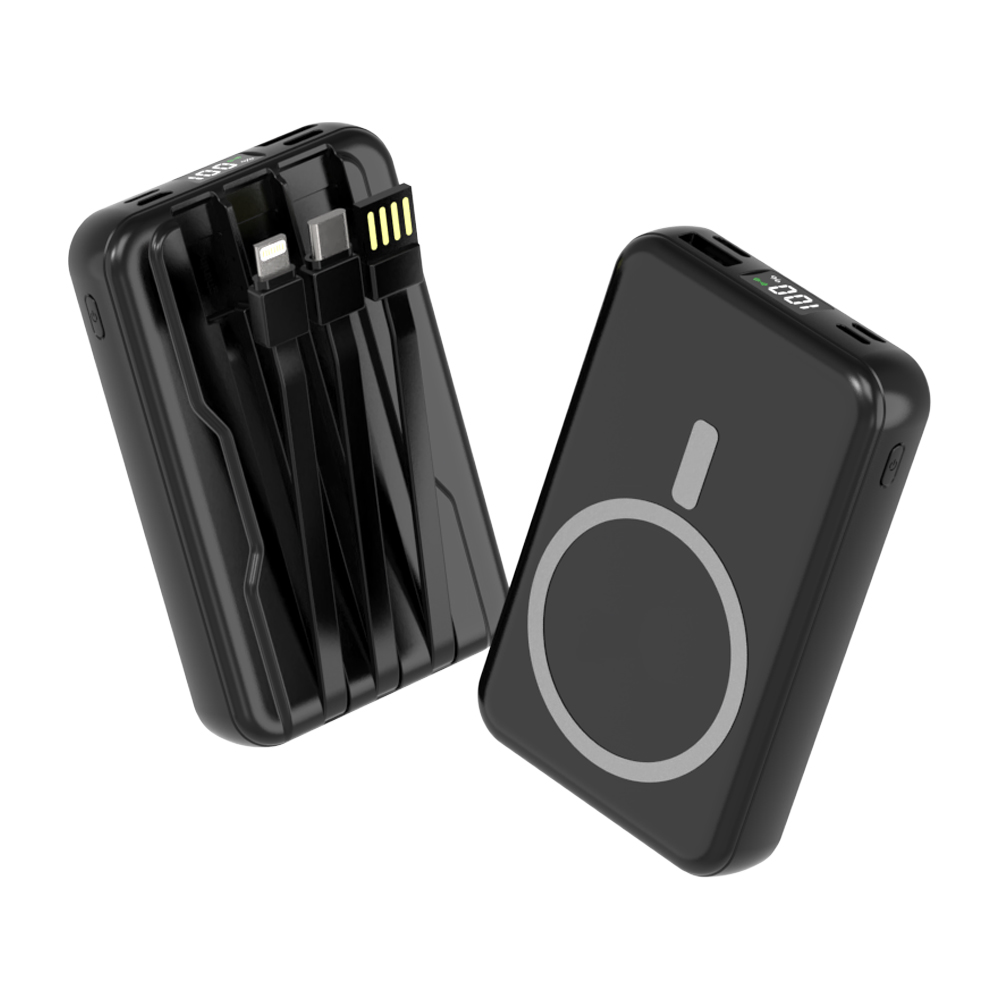 대용량 맥세이프 호환 보조배터리 20000mAh 무선충전 케이블 일체형 LCD 잔량표시