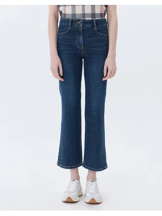 여성 네이비 세미 부츠컷 워싱 데님 팬츠 (NAVY) WNPA4A001N2