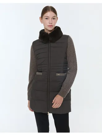 여성 그레이 소재배색 집업 가디건 WNSW3D103G2
