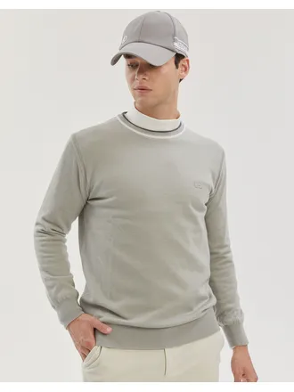 남성 베이지 컬러팁 방풍 라운드 니트 HUSW3D711I1